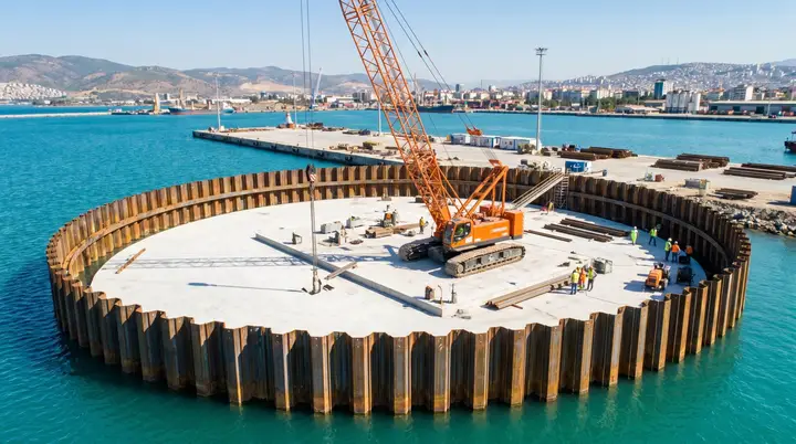 Mersin Palplanş: deniz içinde dairesel palplanş batardo
