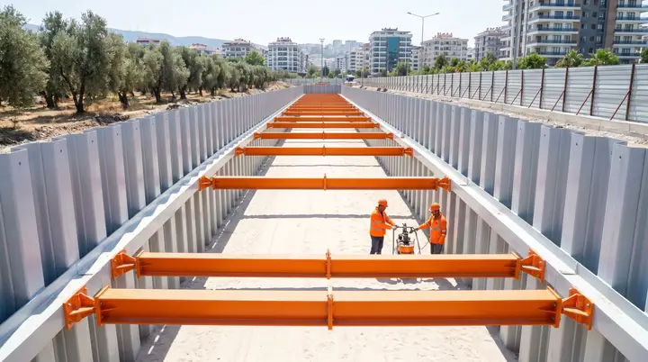 Mersin Palplanş: kanal hattında palplanş iksa